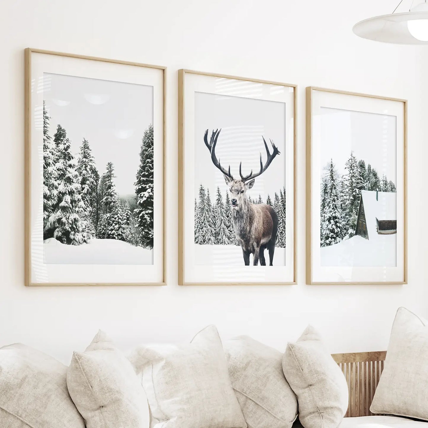 Christmas Reindeer Wall Art Set of 3 Winter Prints