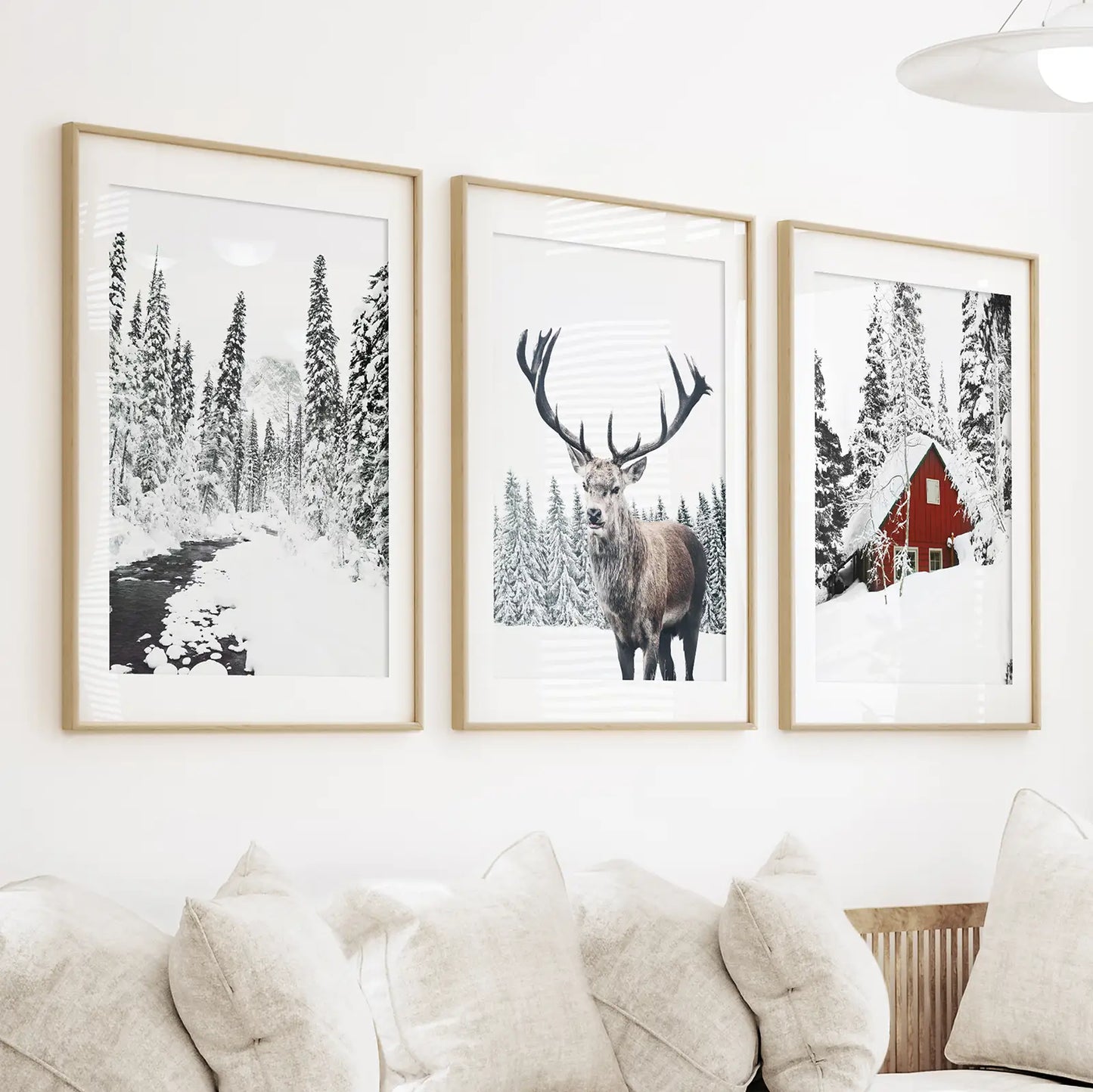 Christmas Mood Wall Art Set of 3 Deer Prints