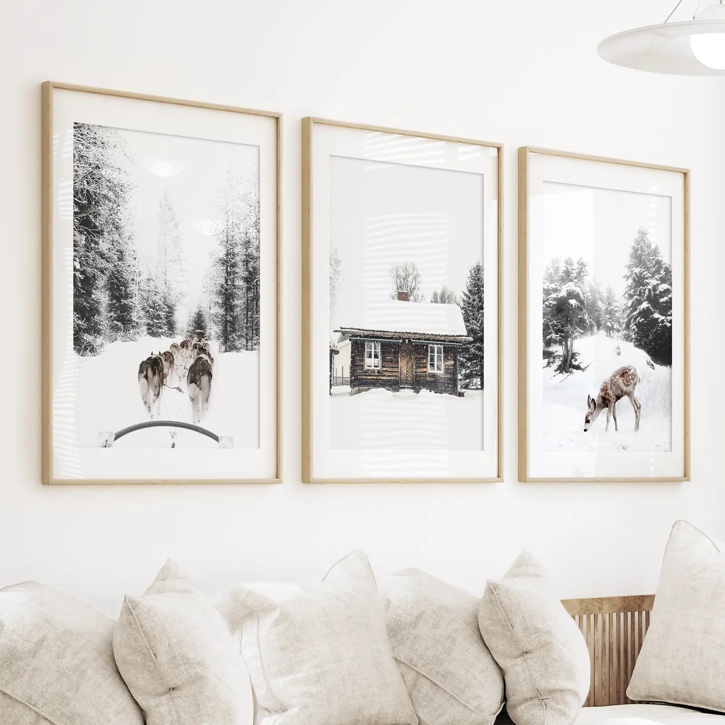 Christmas Mood Wall Art Set of 3 Fawn Prints
