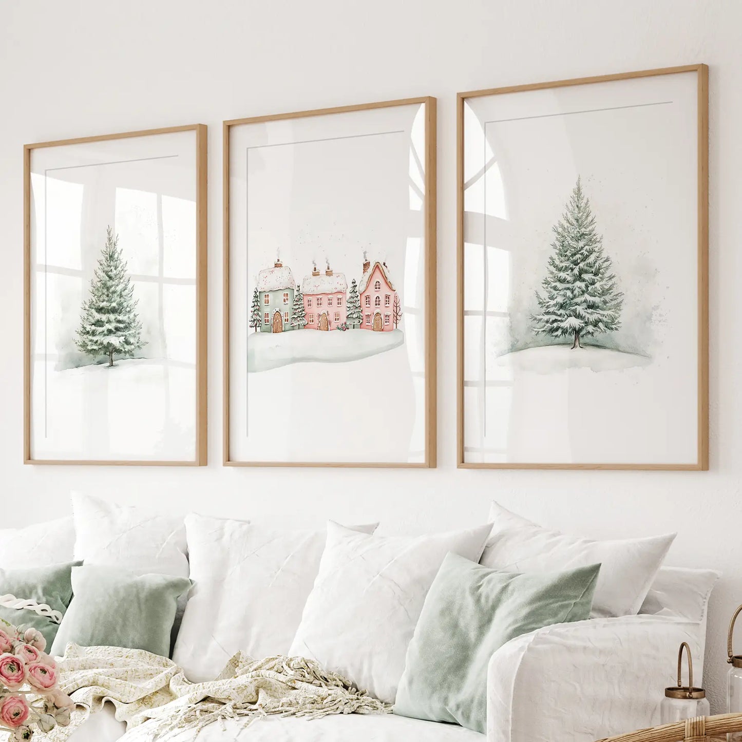 Winter Evergreen Tree Christmas Wall Art Set of 3