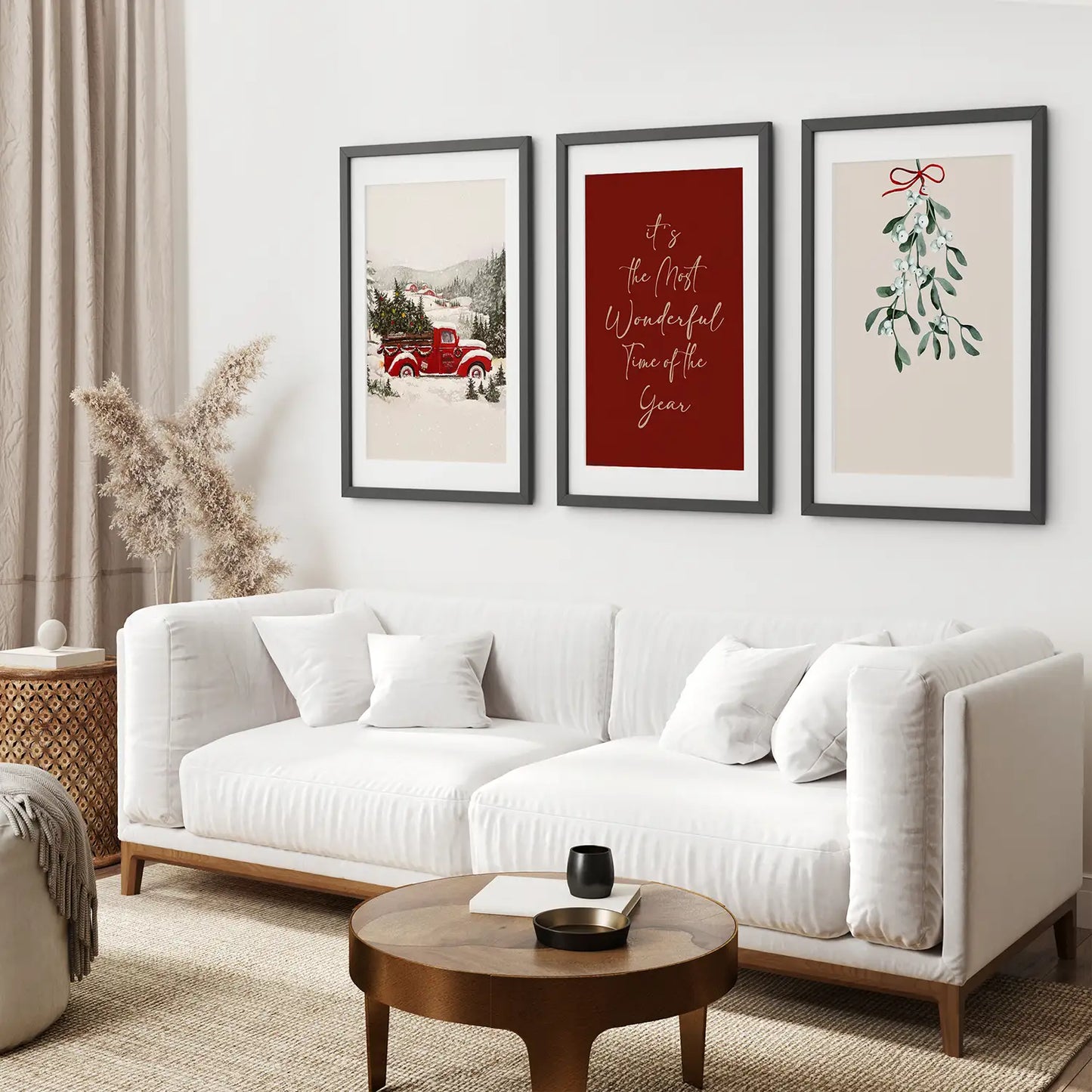 Winter Holiday Landscape Wall Art Set of 3 Prints
