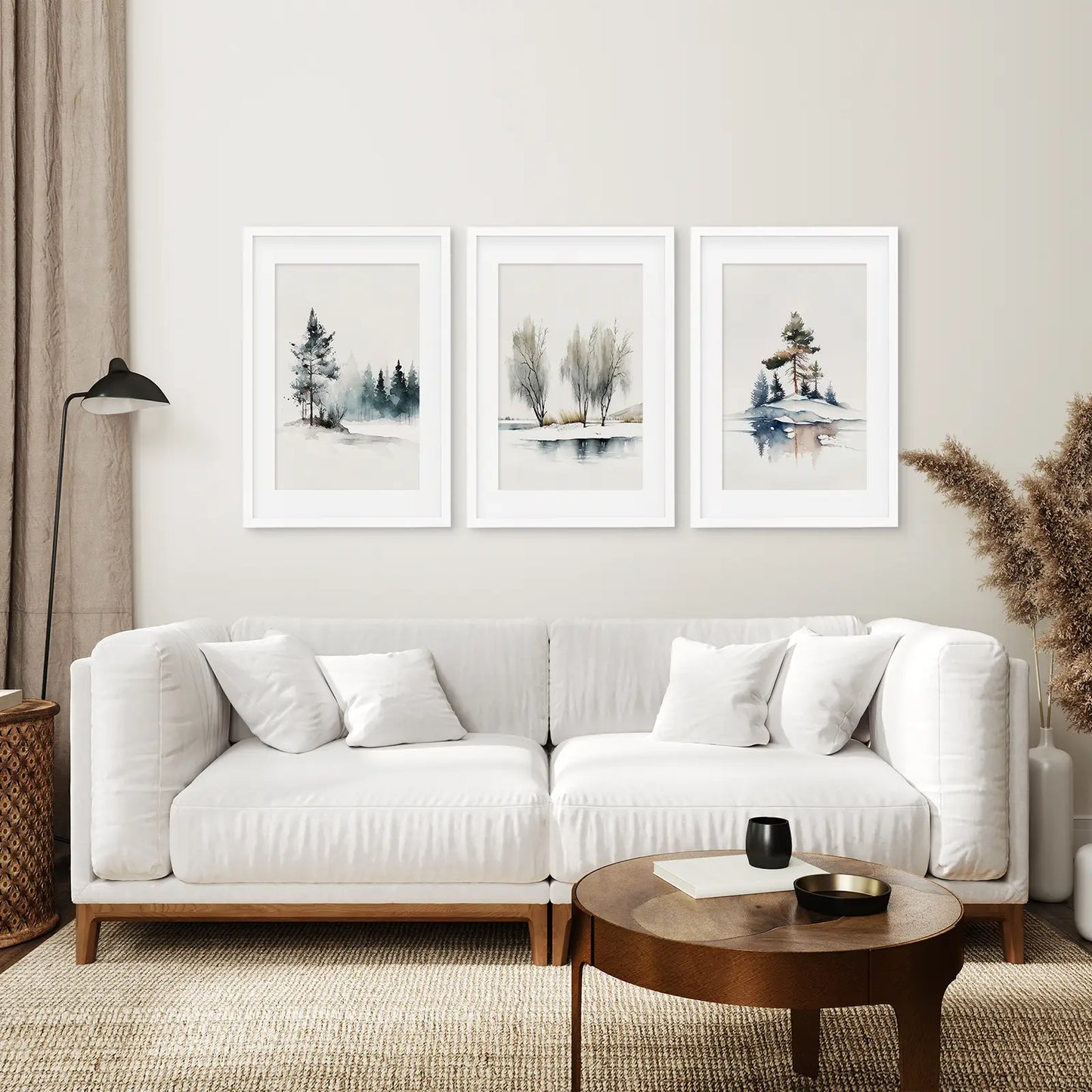 Winter Pine Forest Wall Art Set of 3 Nature Prints