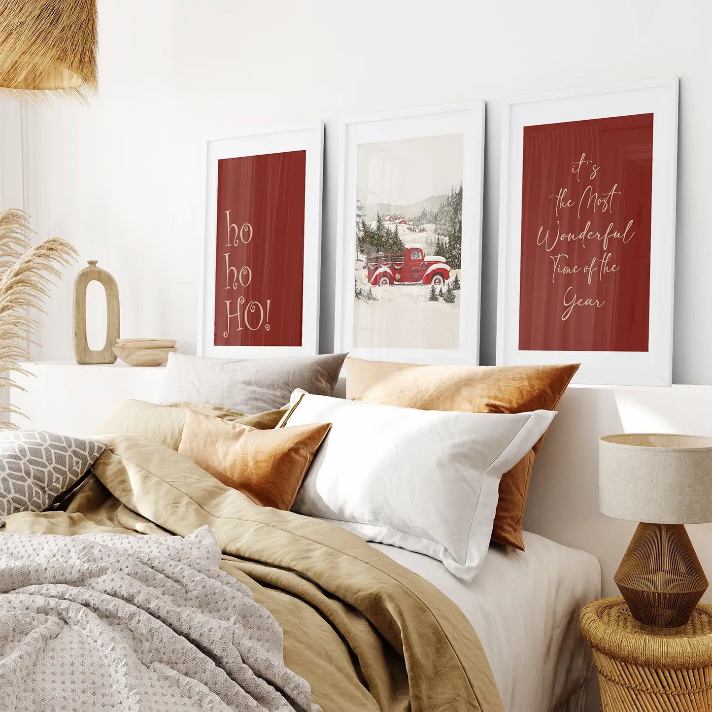 Winter Holiday Decor Wall Art Set of 3 Prints