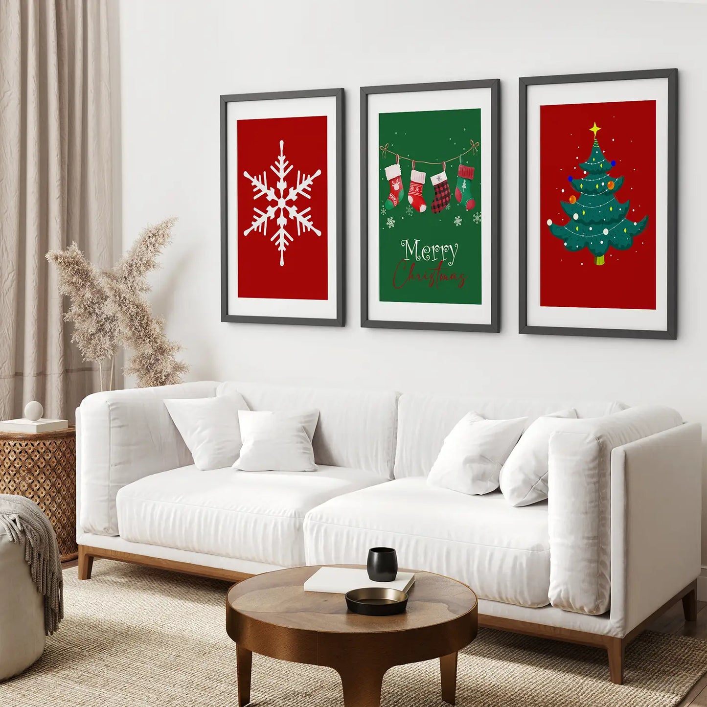 Modern Christmas Nursery Wall Art Set of 3 Prints