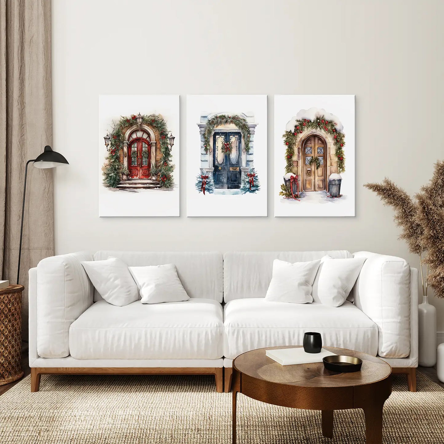 Christmas Tree Door Wall Art Set of 3 Holiday Prints