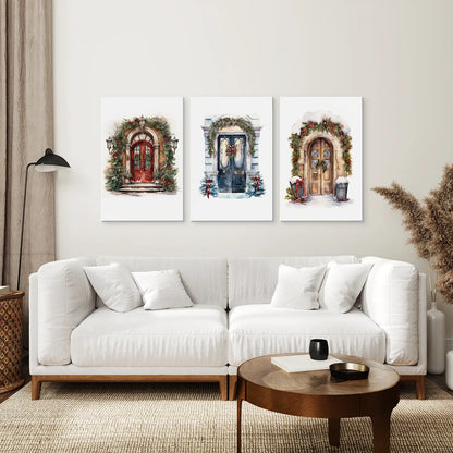 Christmas Tree Door Wall Art Set of 3 Holiday Prints