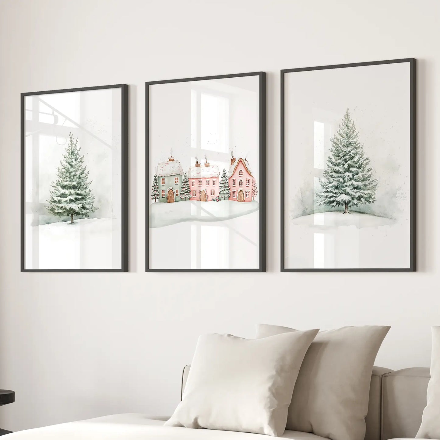 Winter Evergreen Tree Christmas Wall Art Set of 3