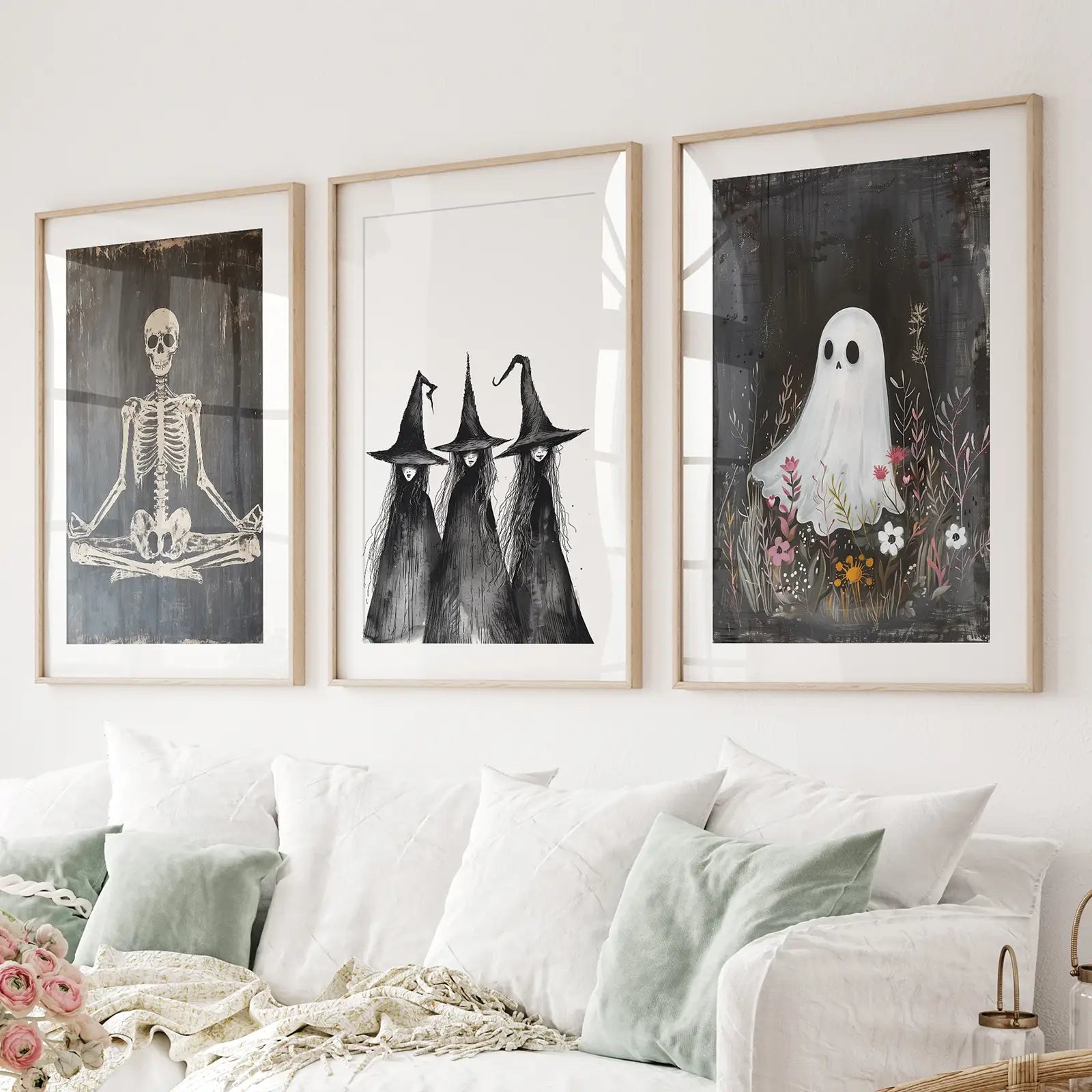 Set of 3 Halloween witches wall art prints