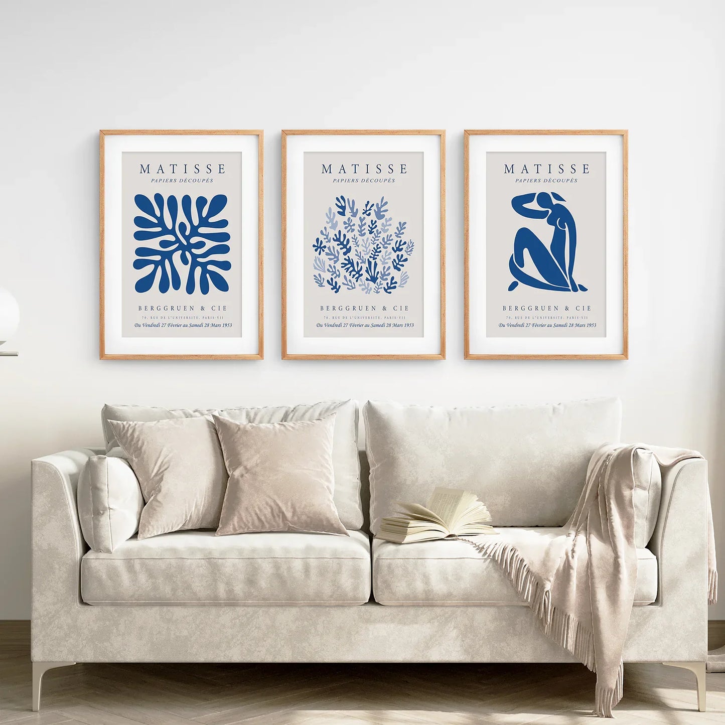 Blue Abstract Museum Wall Art Set of 3 Prints