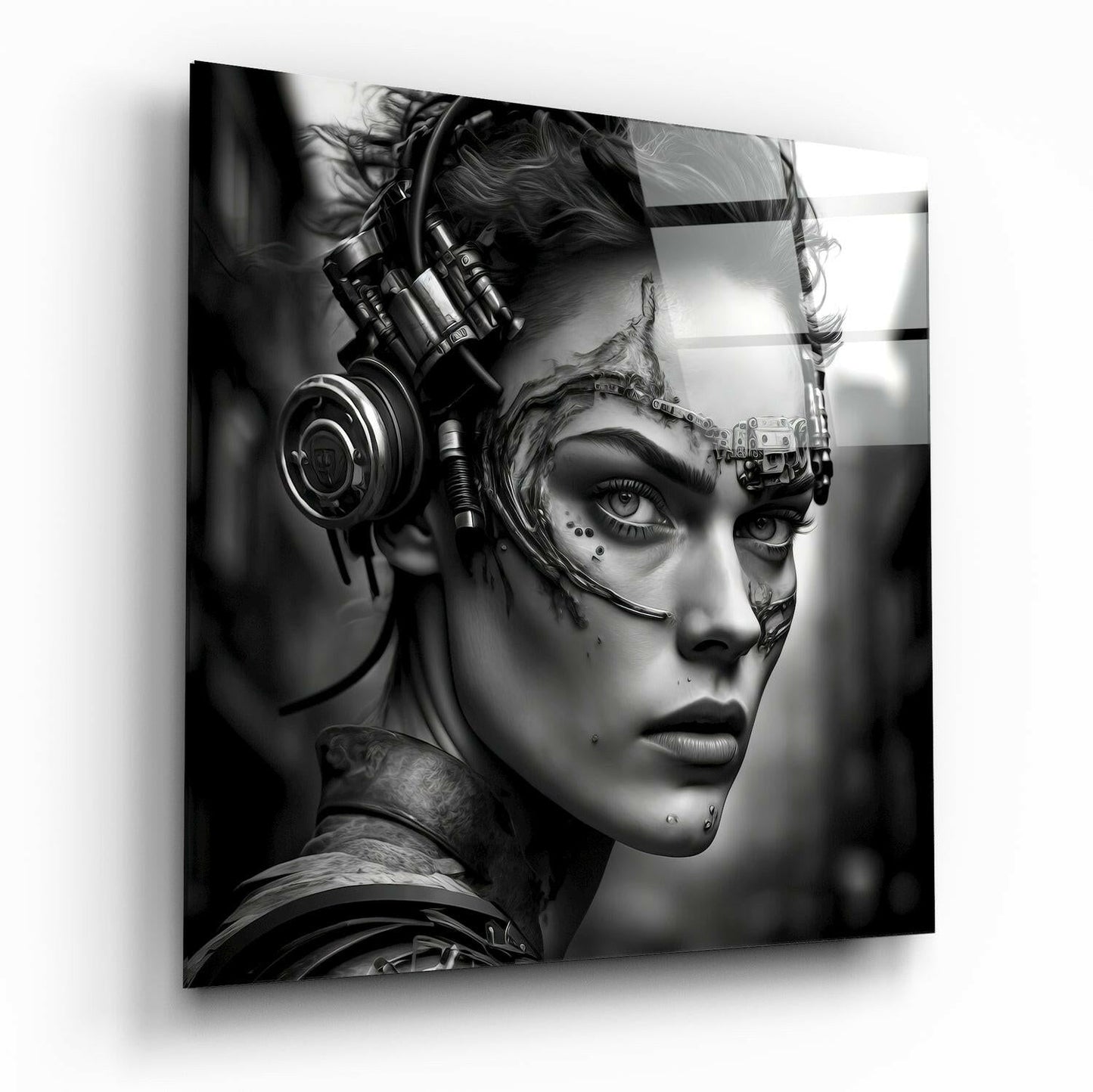 Woman Warrior glass wall art figurative design