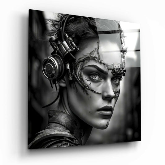 Woman Warrior glass wall art figurative design