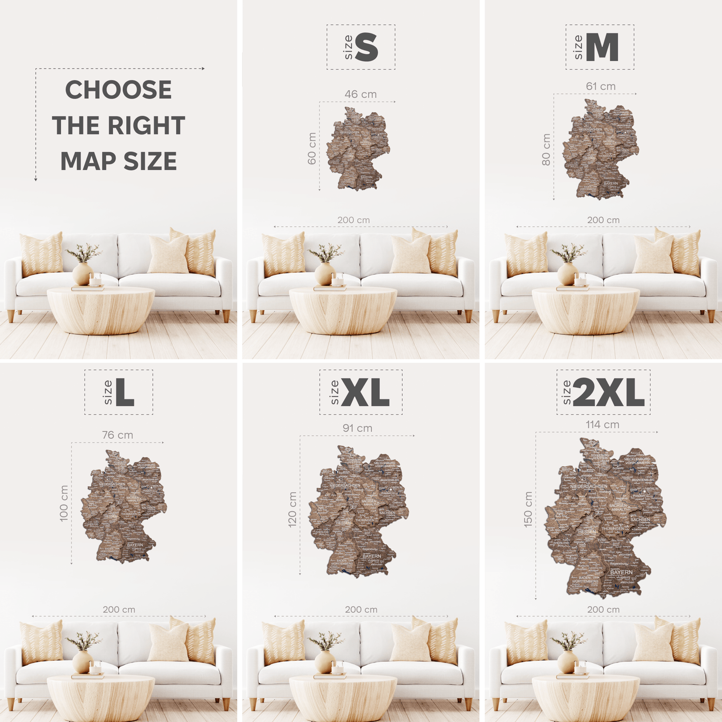 Wooden Germany Map Wall Art - Dark Walnut