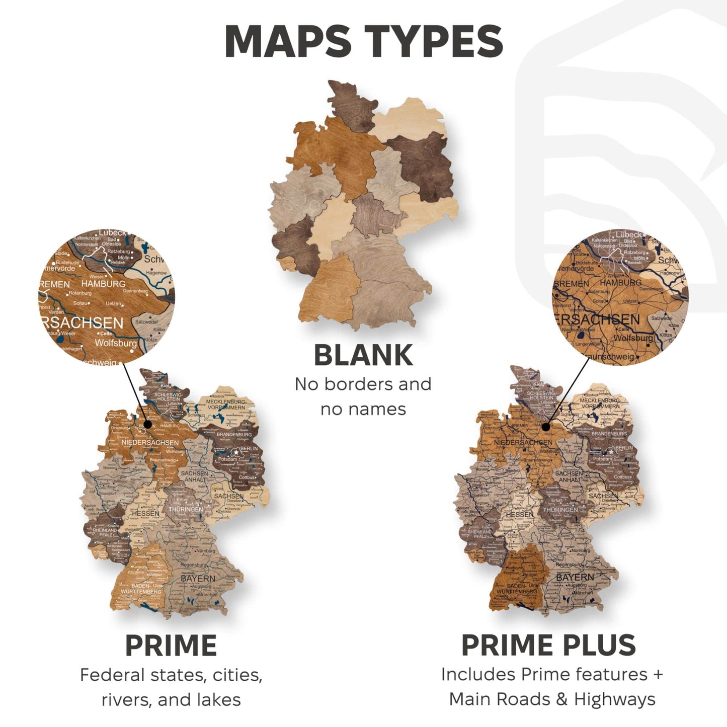 3D Wooden Germany Map Wall Art - Multicolor