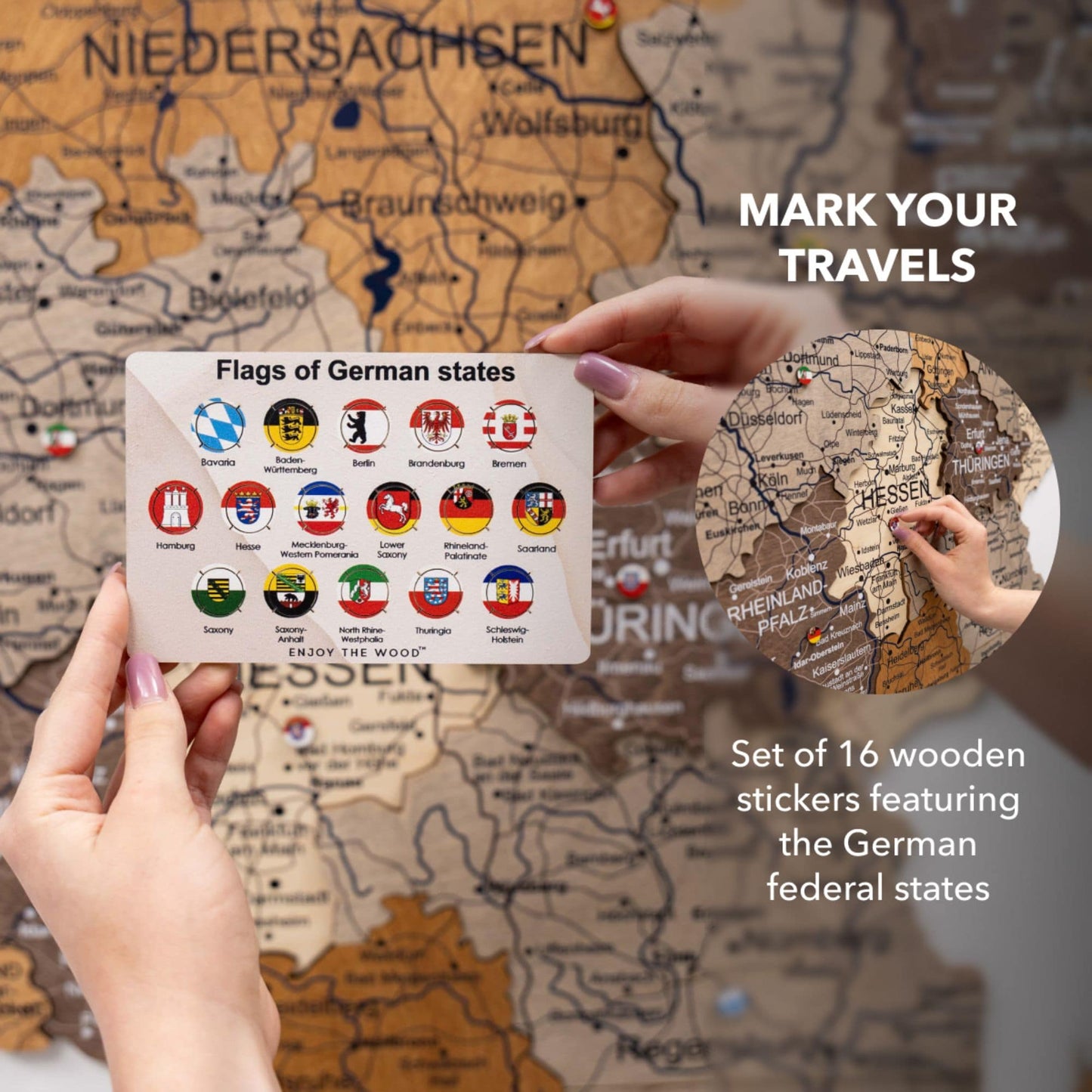 3D Wooden Germany Map Wall Art - Multicolor