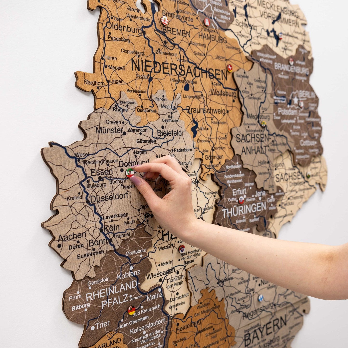 3D Wooden Germany Map Wall Art - Multicolor