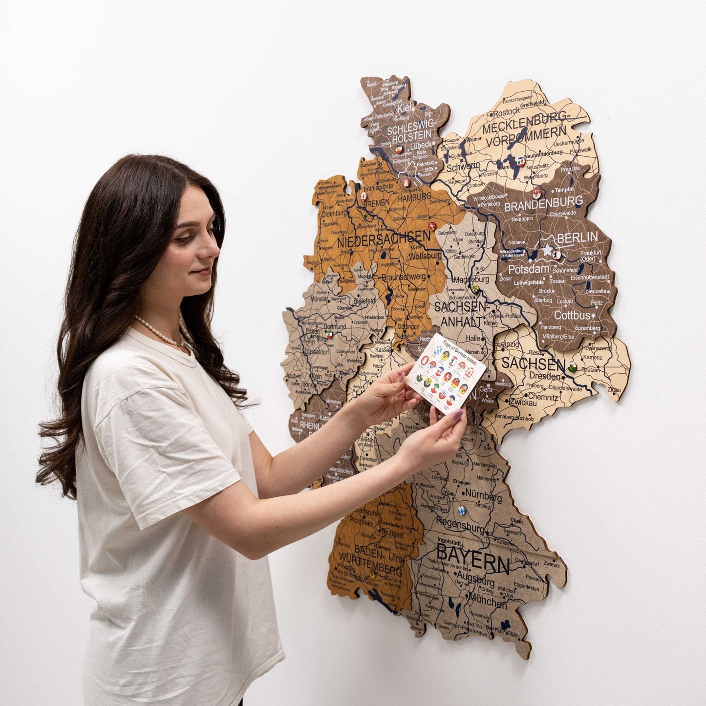 3D Wooden Germany Map Wall Art - Multicolor