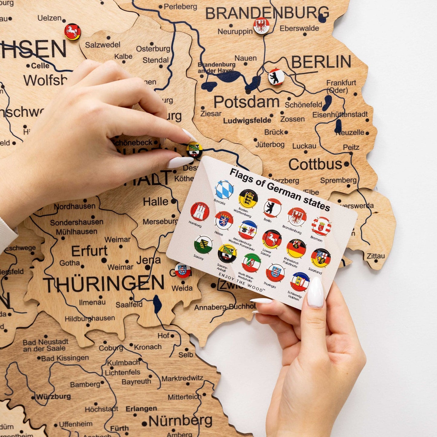 Wooden Germany Map Wall Art - Gold
