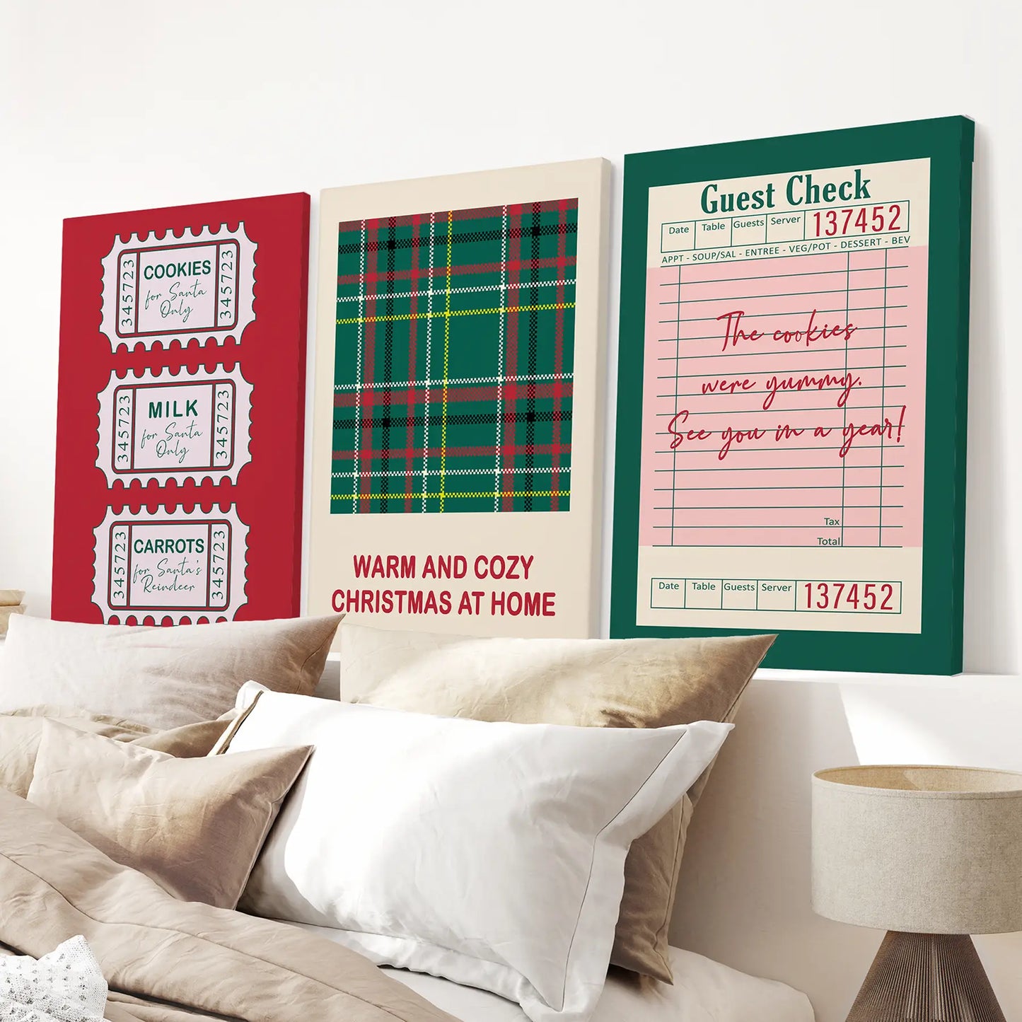 Cozy Christmas Seasonal Wall Art Set of 3 Prints