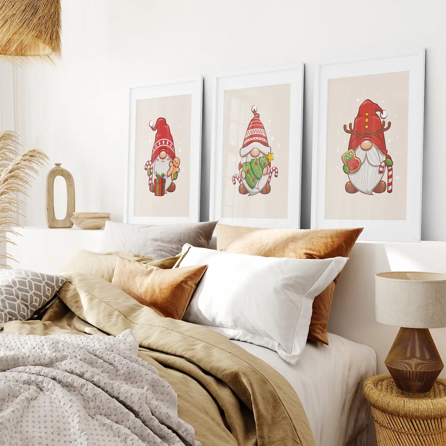 Christmas Gnomes Kids Room Wall Art Set of 3