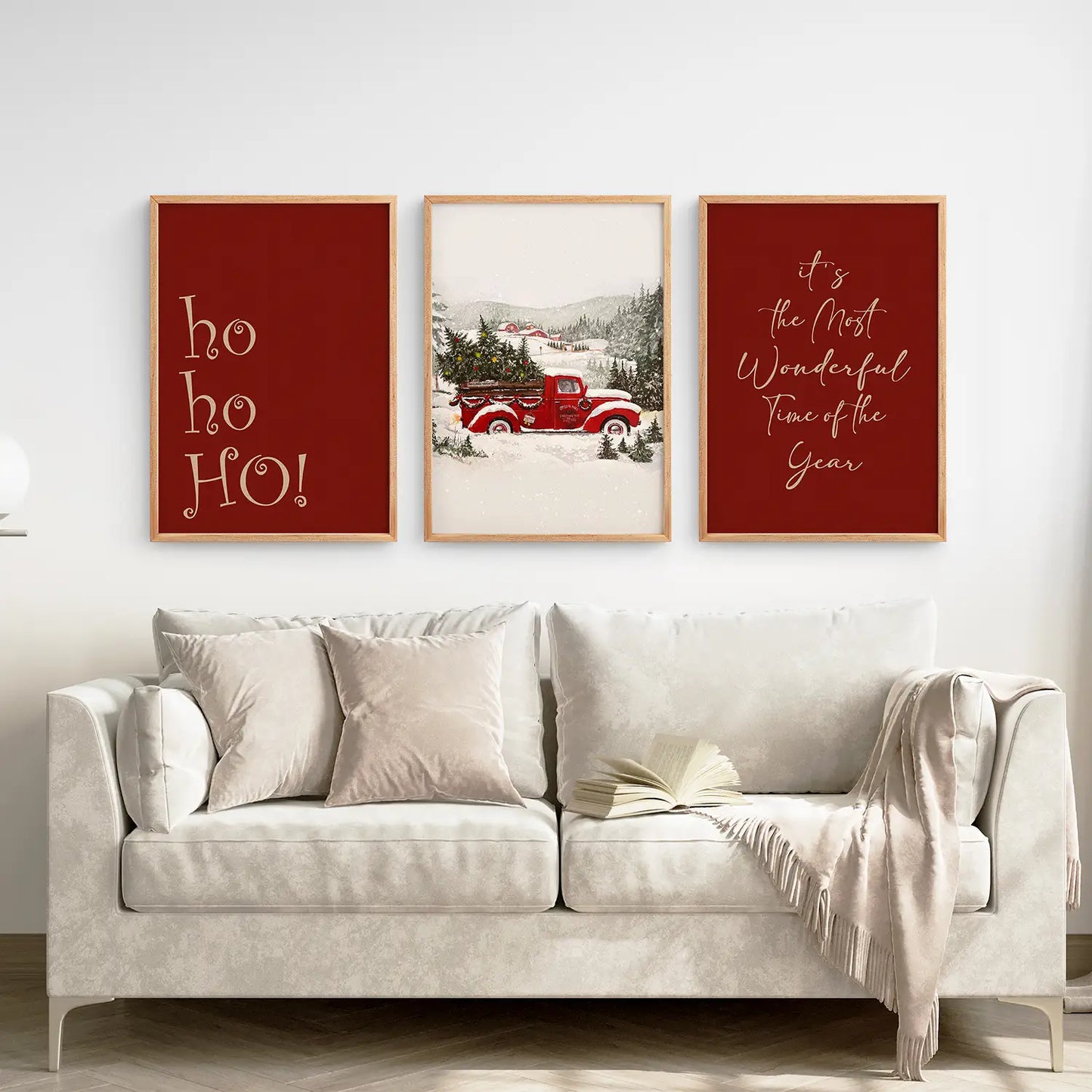 Winter Holiday Decor Wall Art Set of 3 Prints