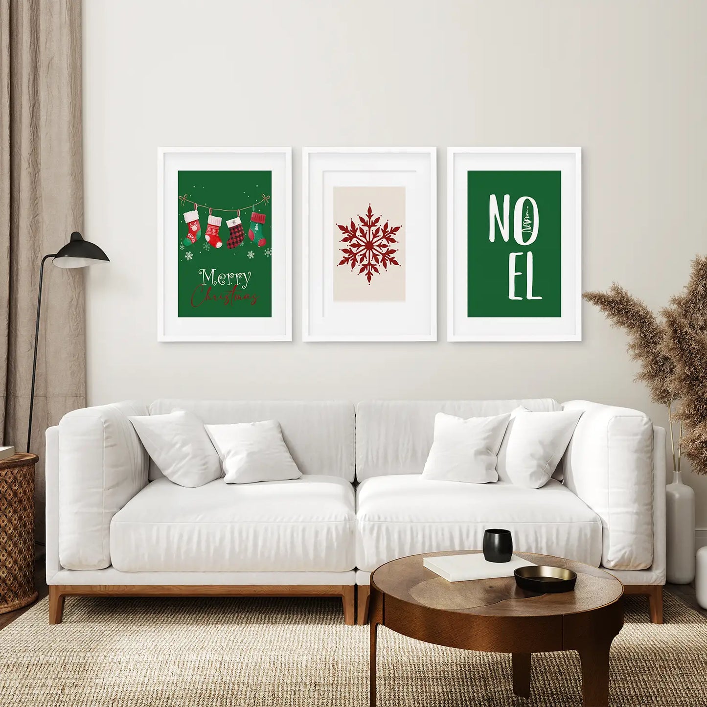 Green Christmas Nursery Wall Art Set of 3 Prints