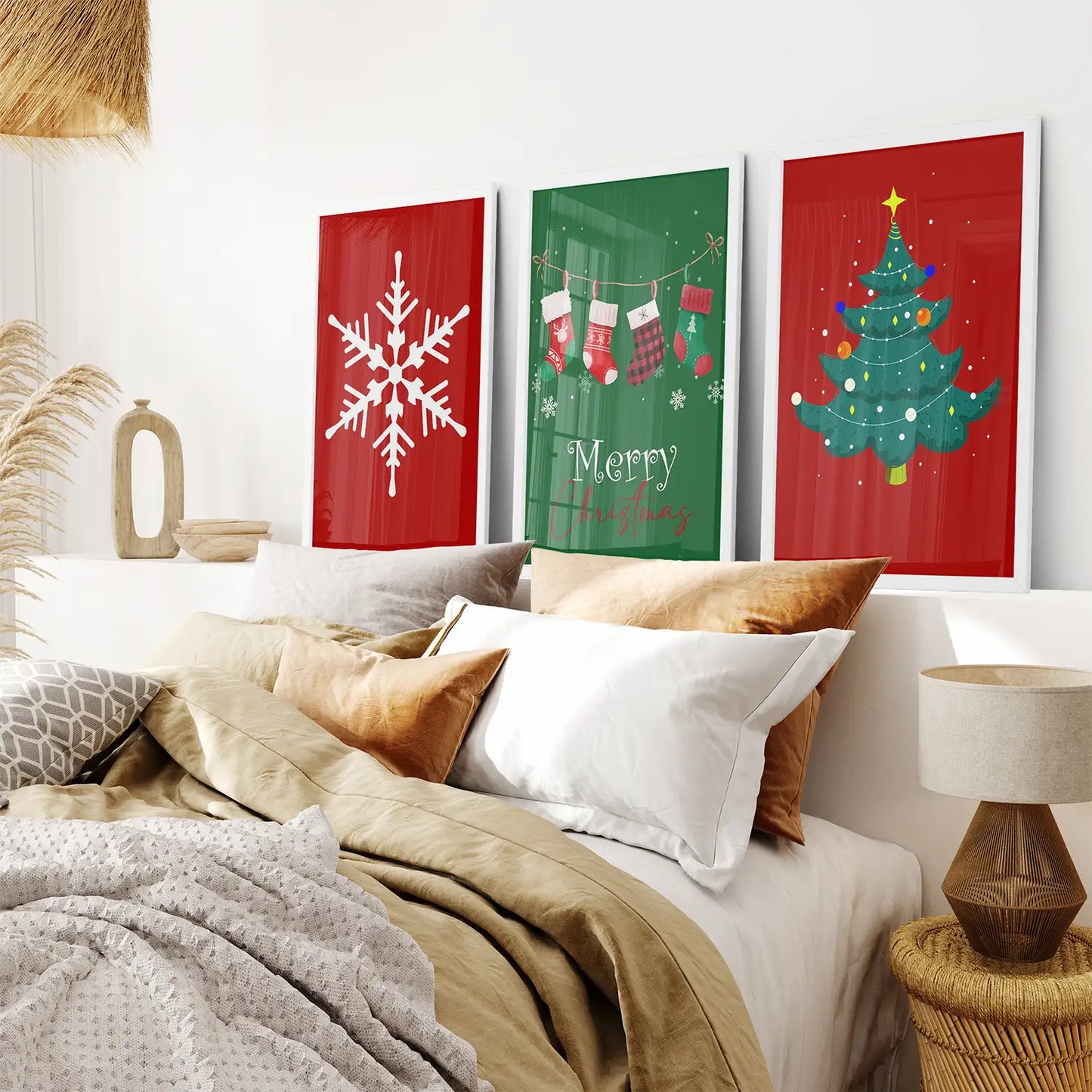 Modern Christmas Nursery Wall Art Set of 3 Prints