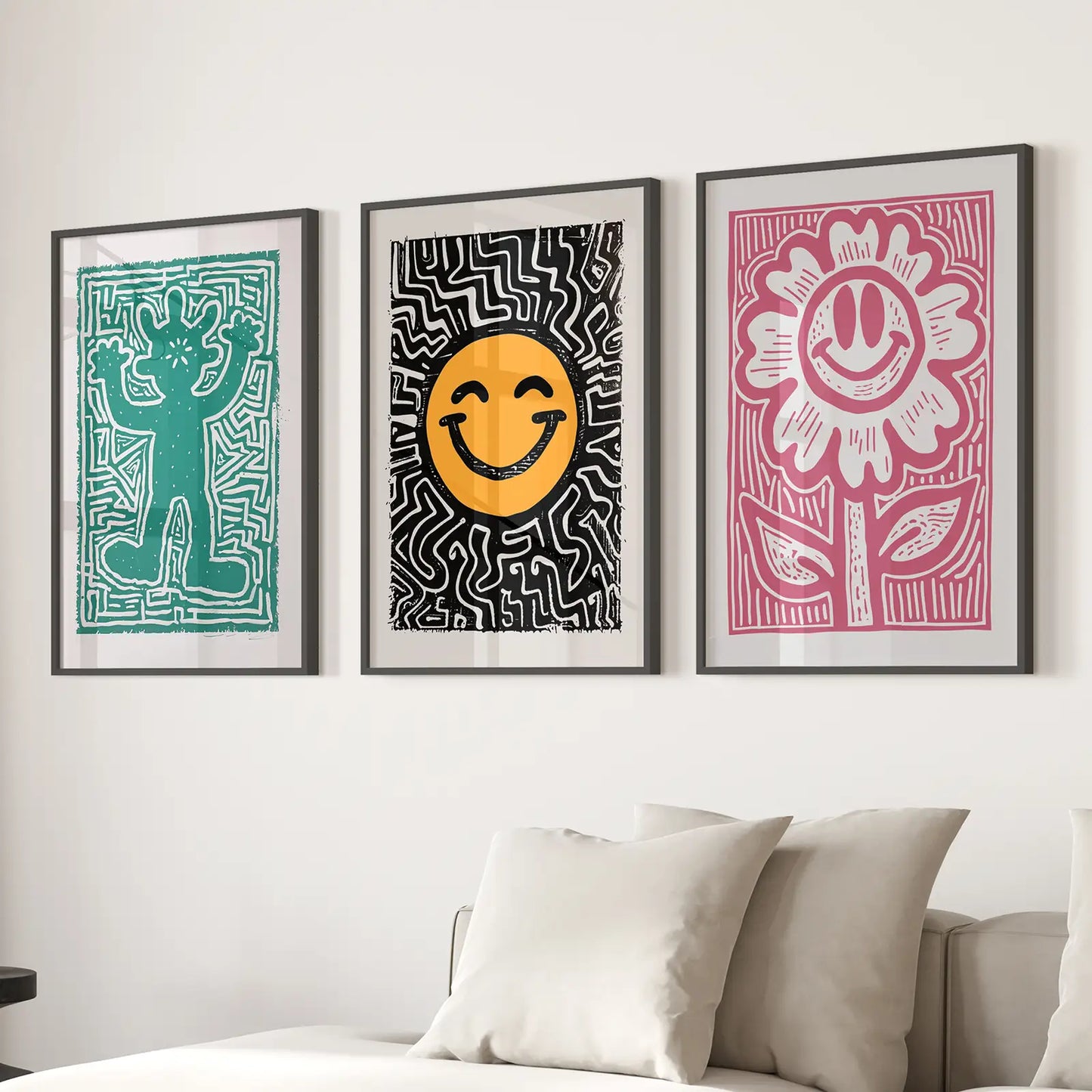 Funky Groovy Wall Art Set of 3 Retro Prints
