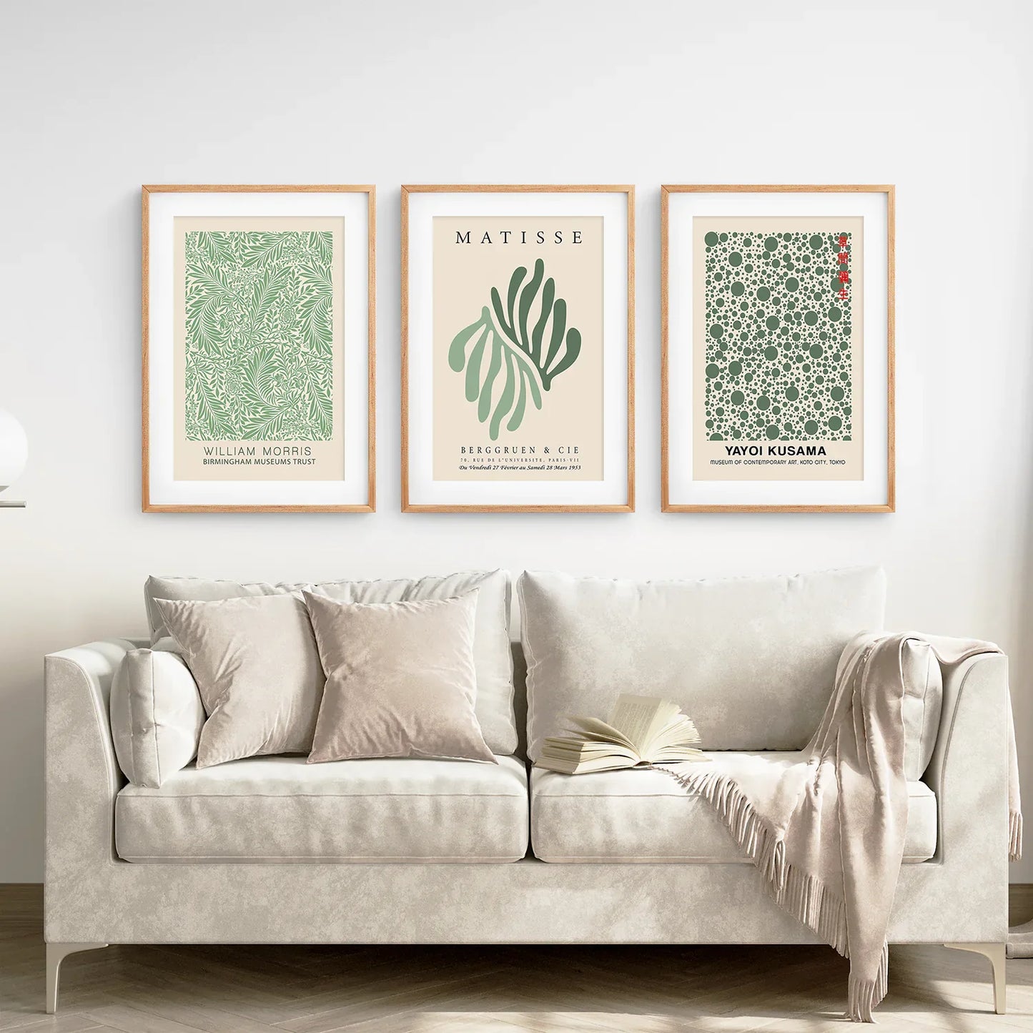 Sage Green Abstract Figure Wall Art Set of 3 Prints