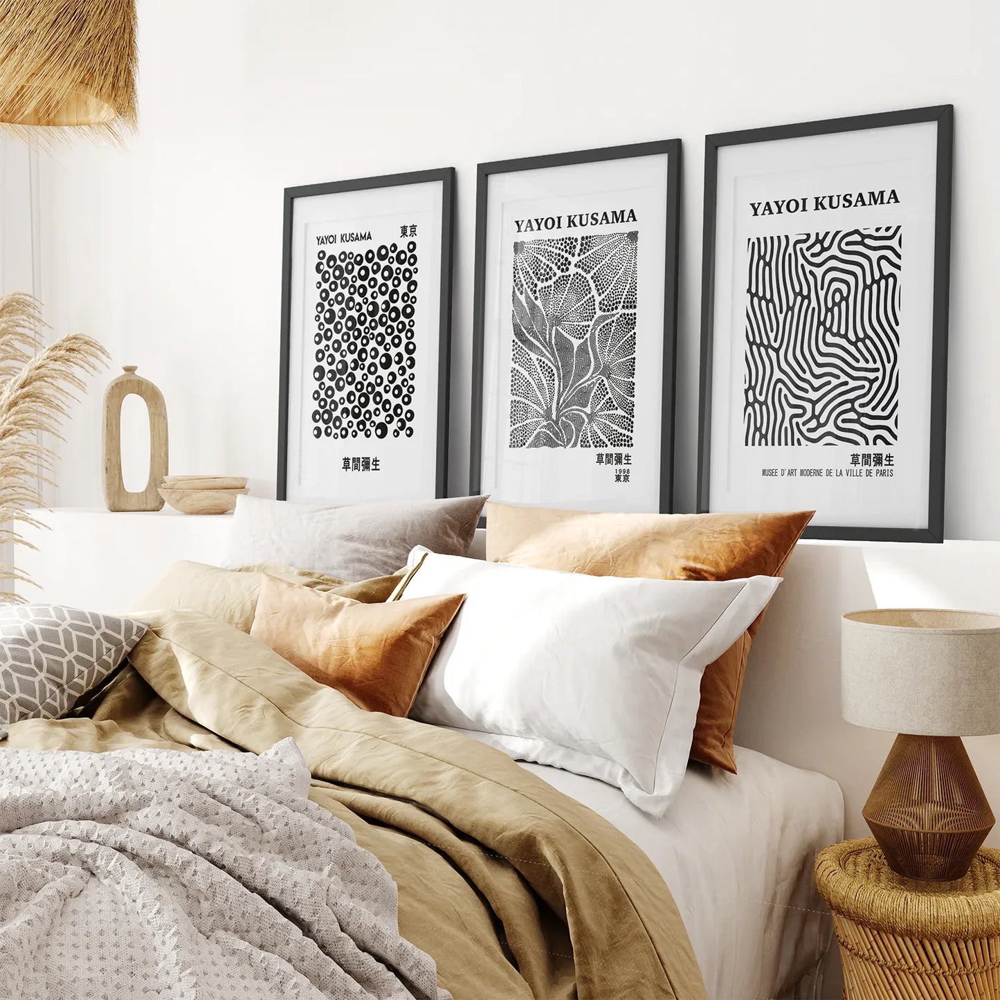 Black and White Abstract Wall Art Set of 3 Prints