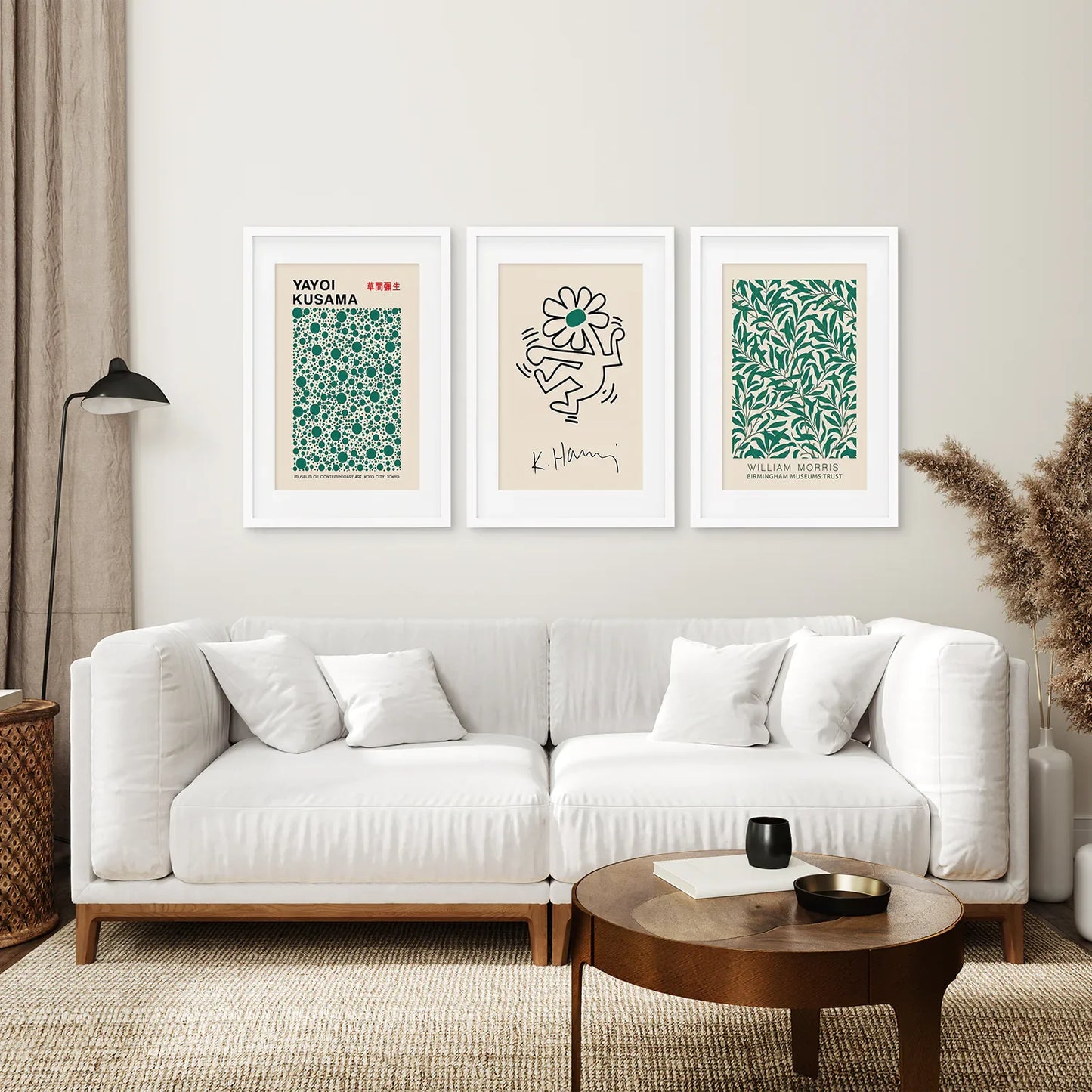 Green Abstract Exhibition Wall Art Set of 3 Prints