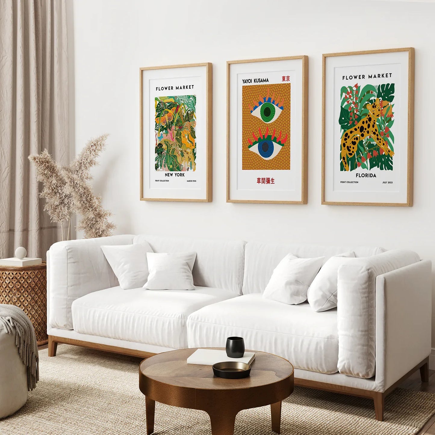 Modern Abstract Flower Marker Wall Art Set of 3