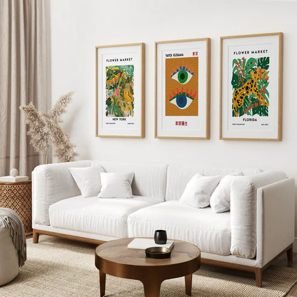 Modern Abstract Flower Marker Wall Art Set of 3