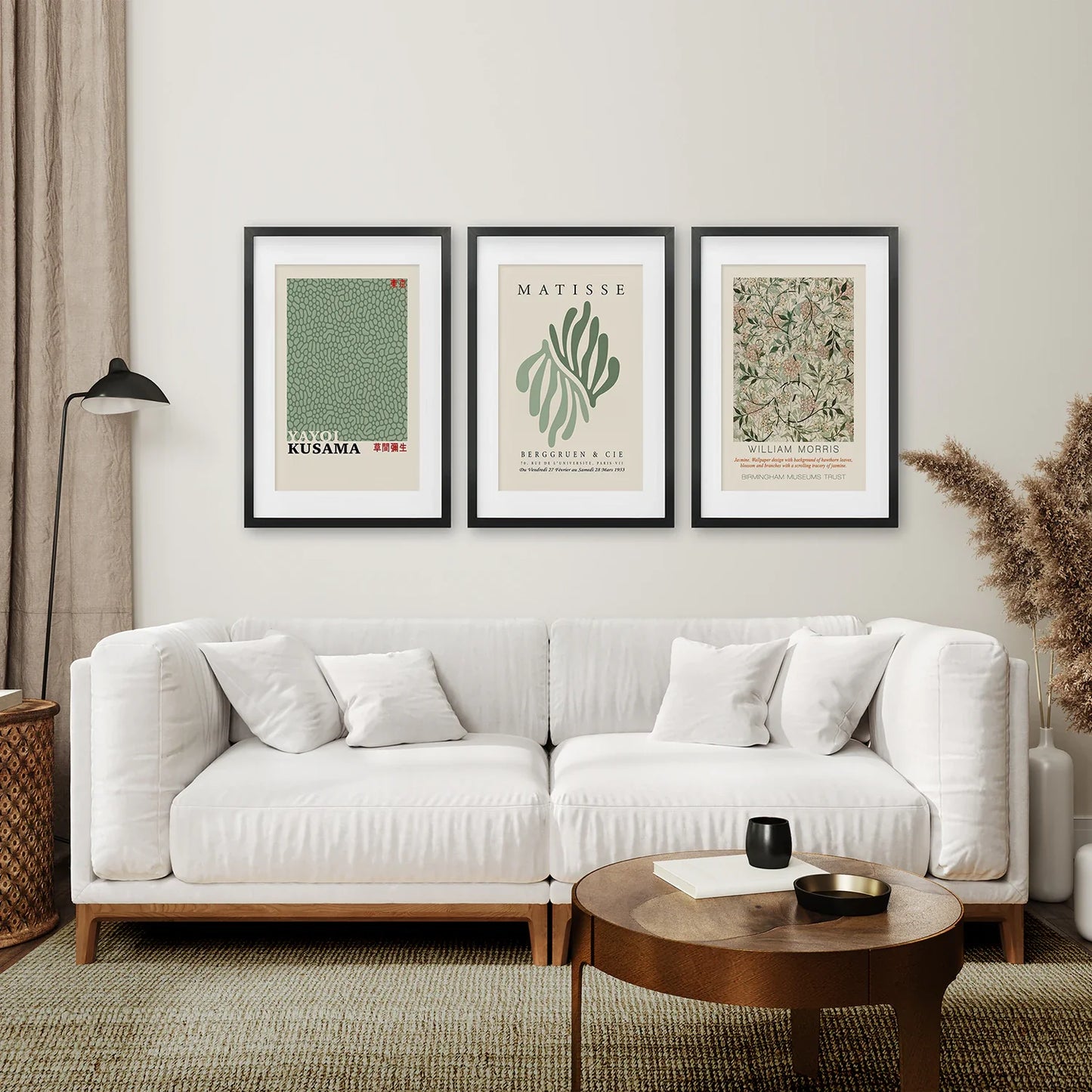 Sage Green Abstract Wall Art Set of 3, Modern Gallery