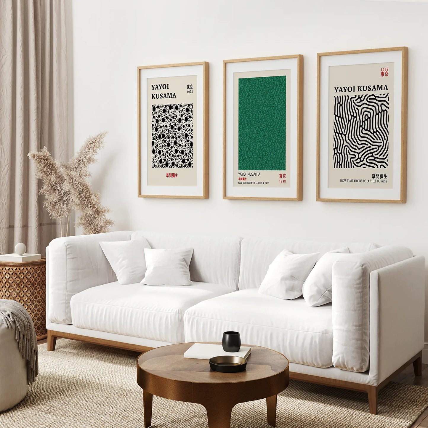 Sage Green Japanese Abstract Wall Art Set of 3, Modern Prints