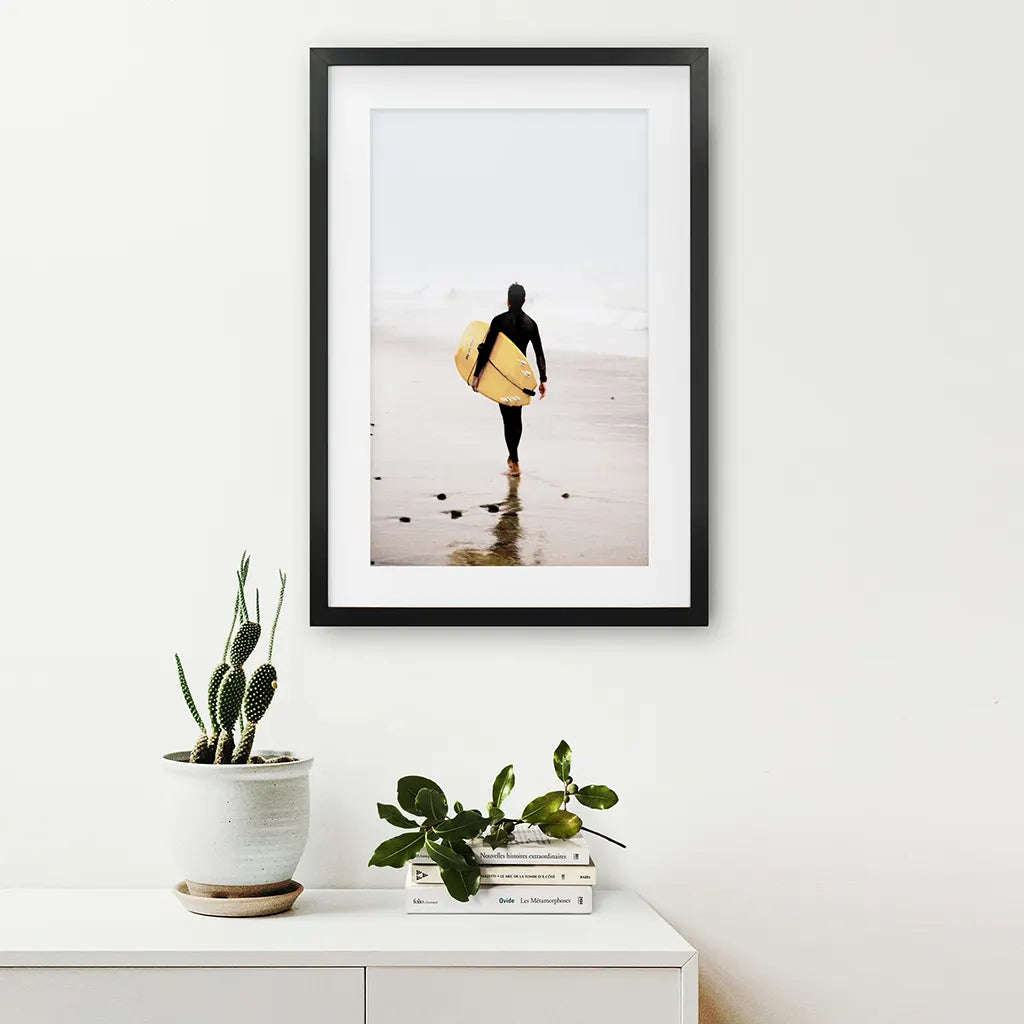 Yellow Surfboard Poster - Coastal Lifestyle Wall Art