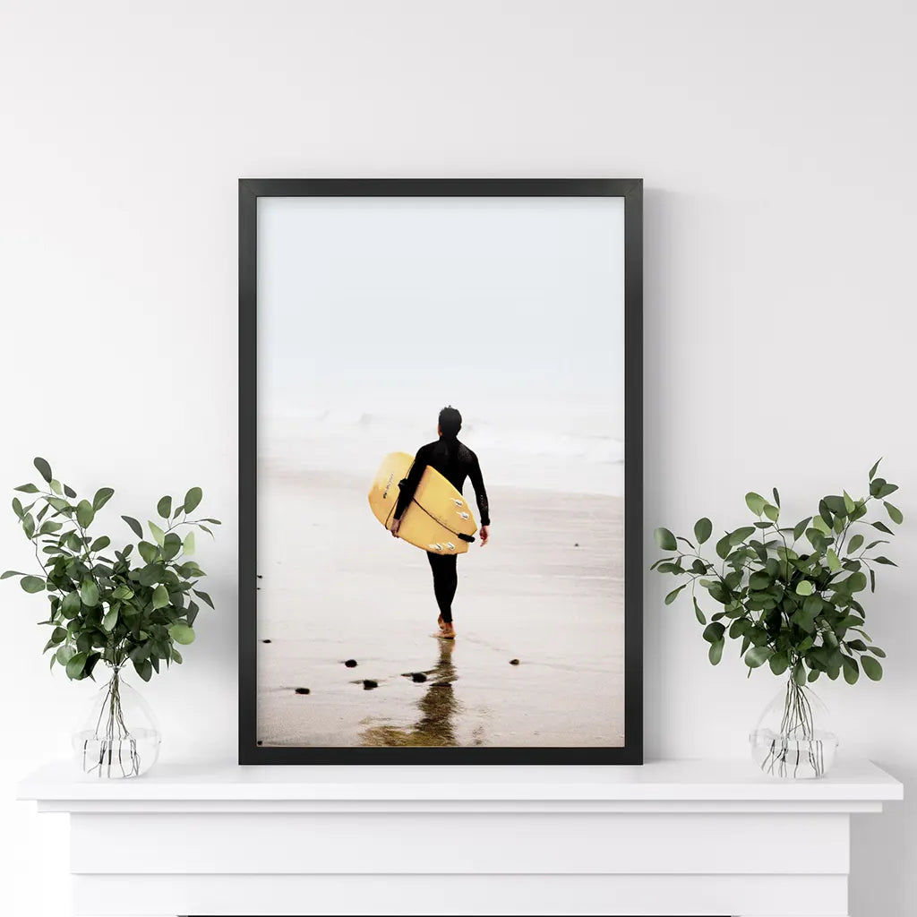 Yellow Surfboard Poster - Coastal Lifestyle Wall Art