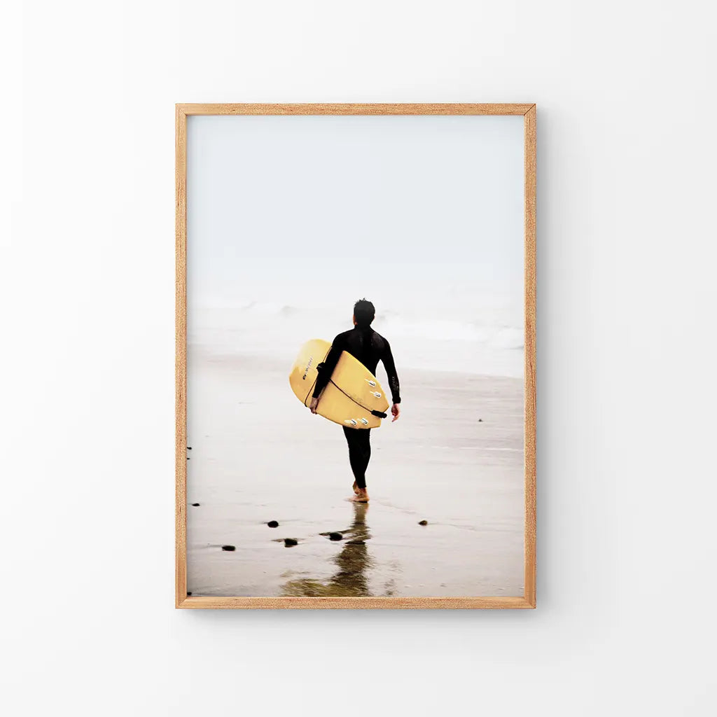 Yellow Surfboard Poster - Coastal Lifestyle Wall Art