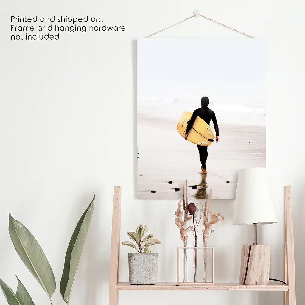Yellow Surfboard Poster - Coastal Lifestyle Wall Art
