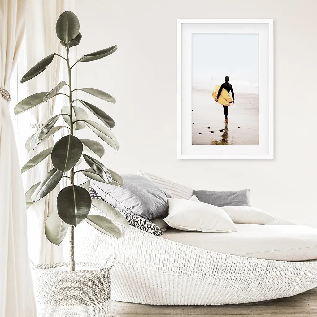 Yellow Surfboard Poster - Coastal Lifestyle Wall Art