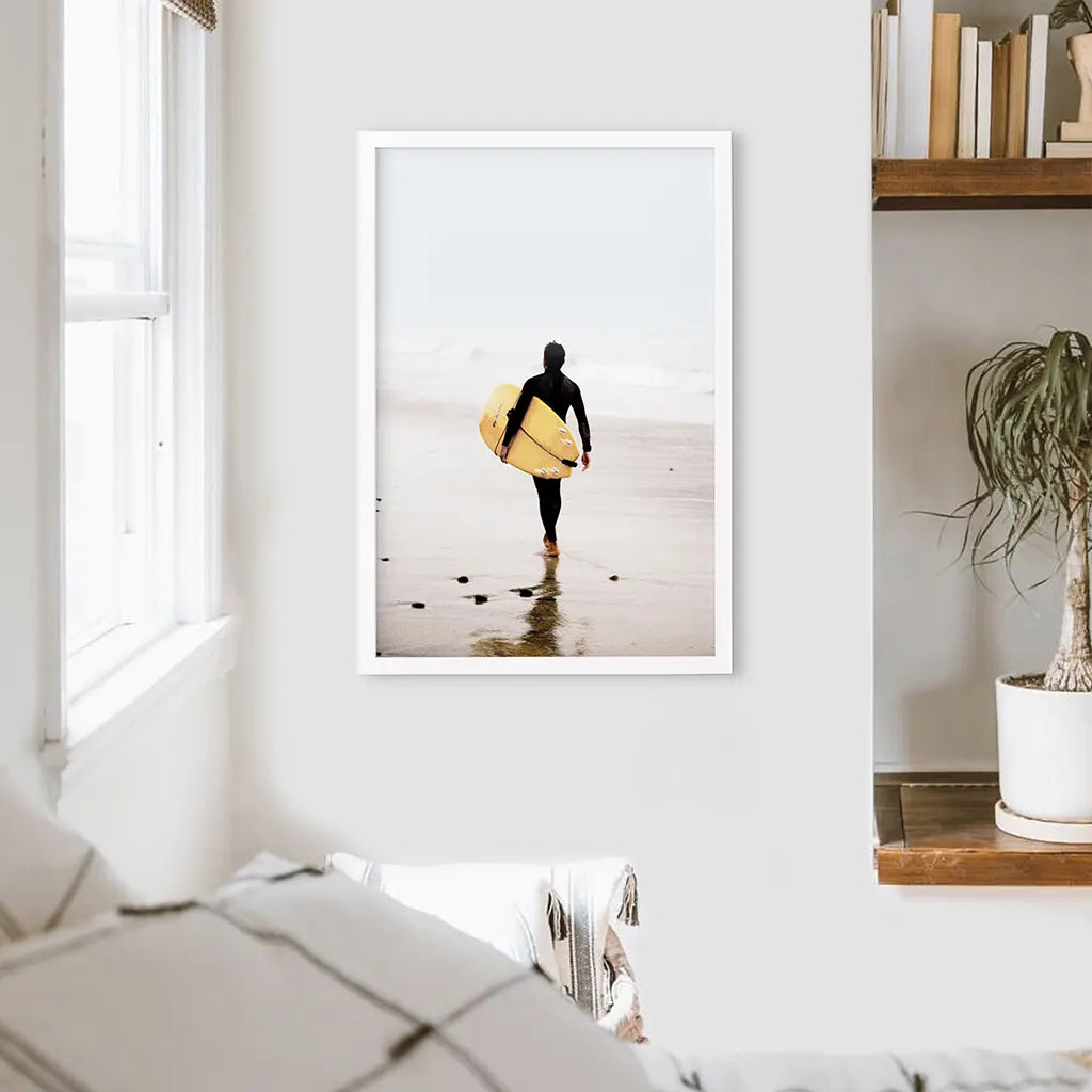 Yellow Surfboard Poster - Coastal Lifestyle Wall Art