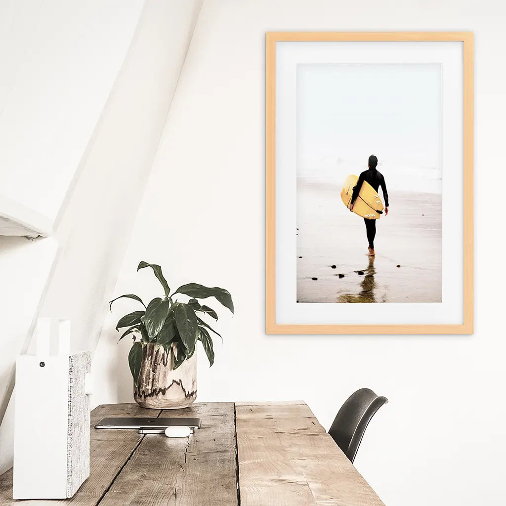 Yellow Surfboard Poster - Coastal Lifestyle Wall Art