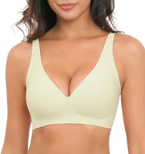 Yellow jelly bra worn by a person on a white background