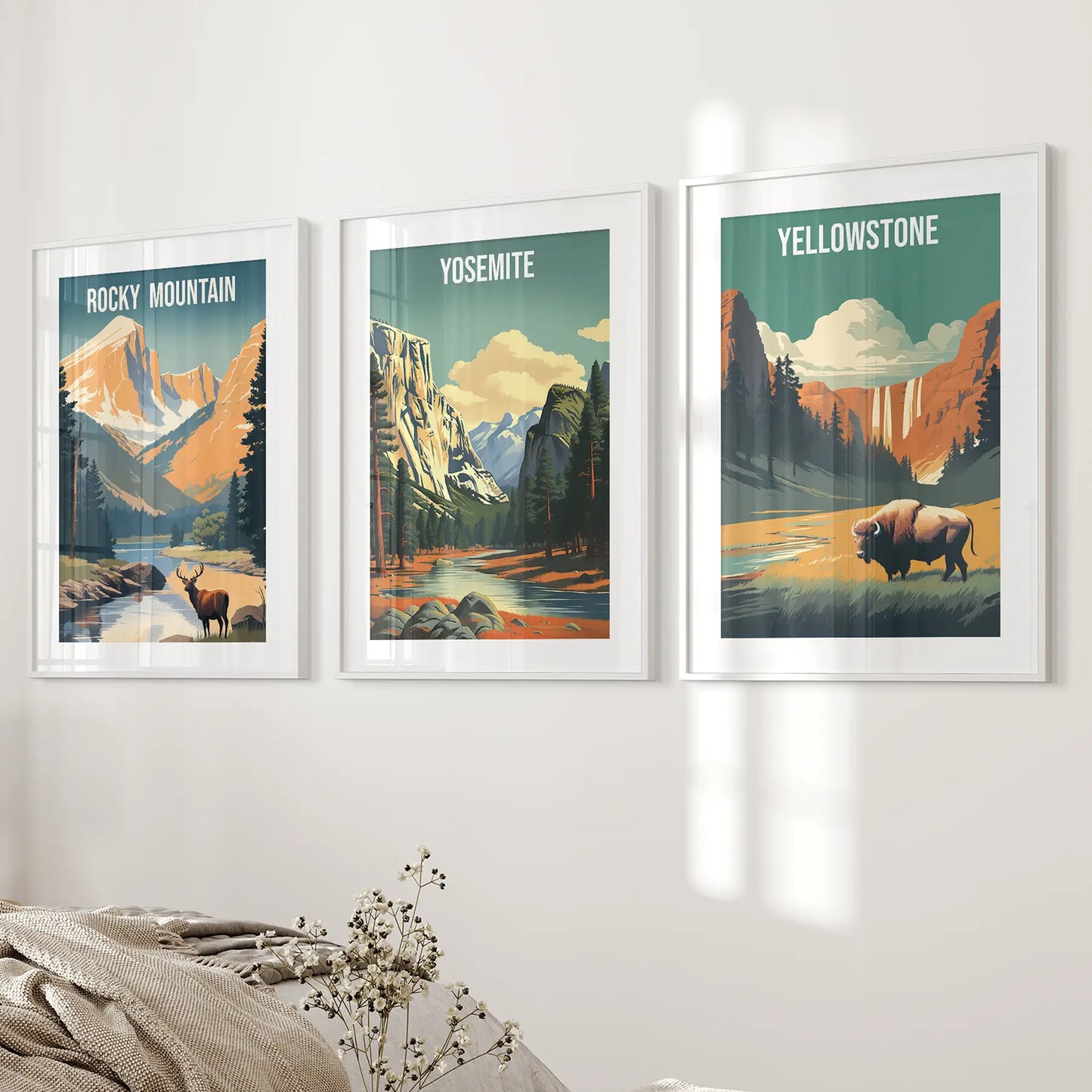 National Park Wall Art Set of 3 Vintage Travel Prints