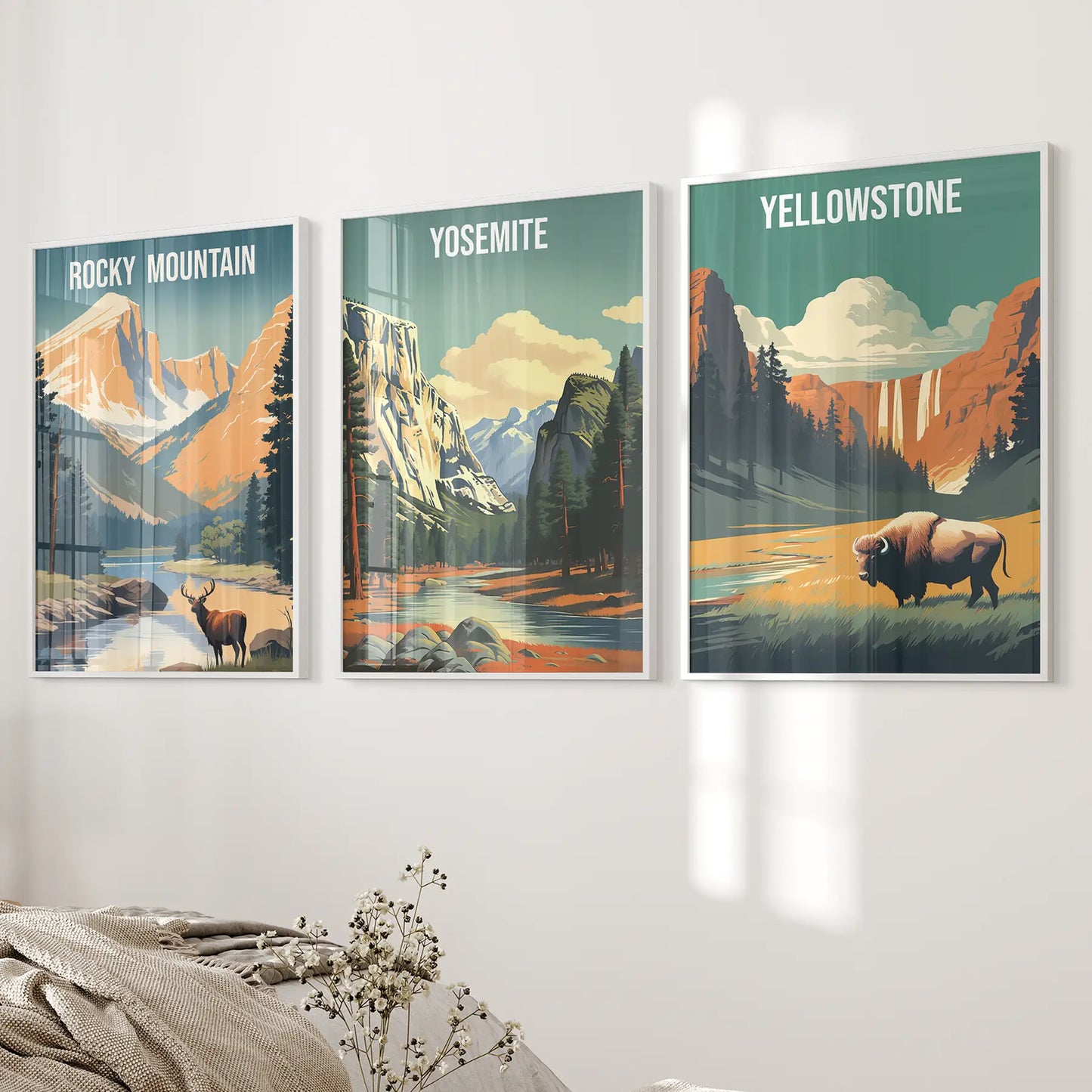 National Park Wall Art Set of 3 Vintage Travel Prints