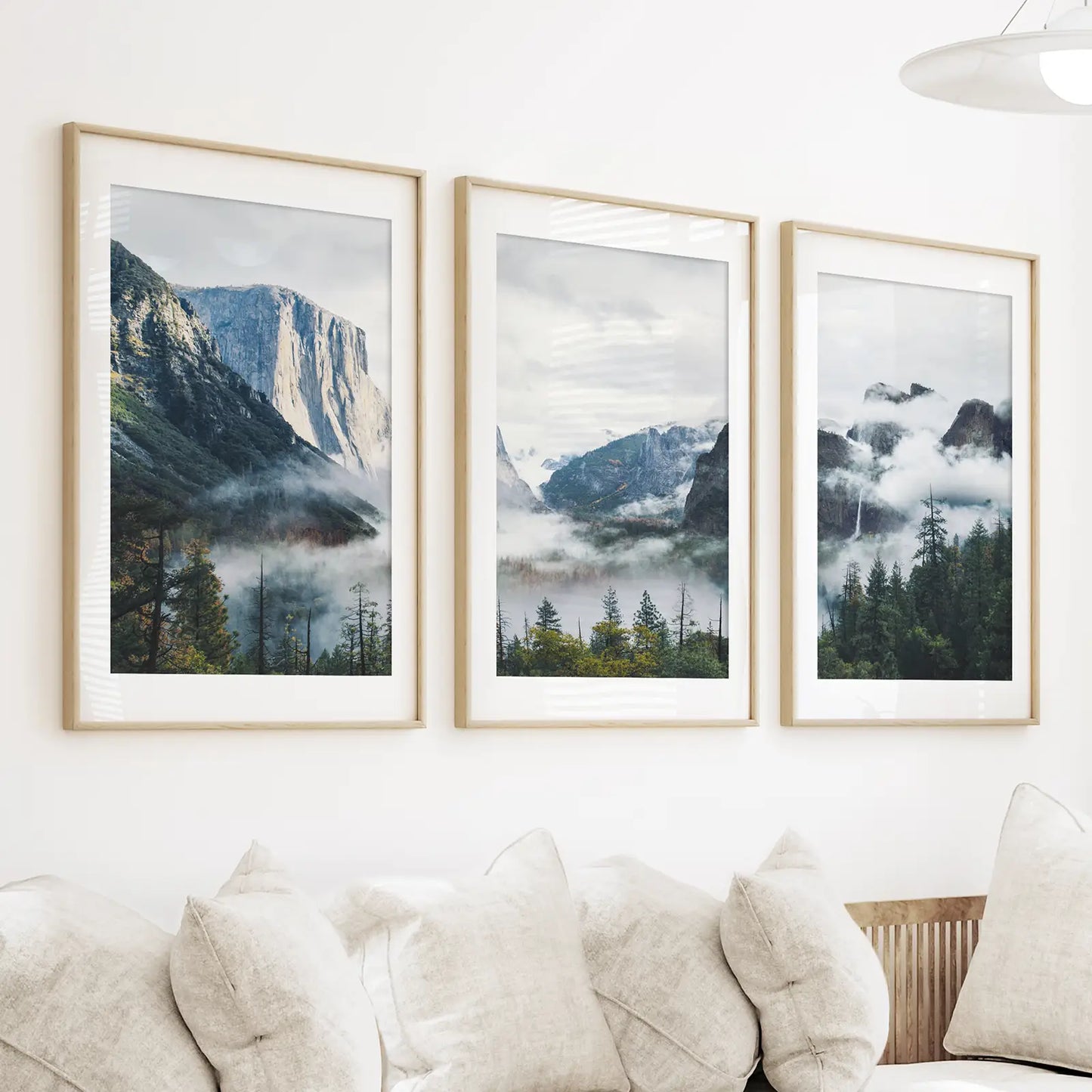 Yosemite Half Dome Misty Forest Wall Art Set of 3