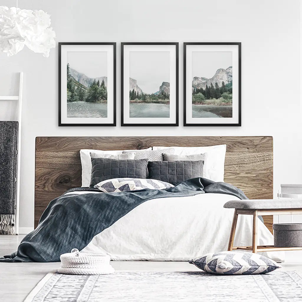Yosemite Valley Wall Art Triptych. National Park Prints