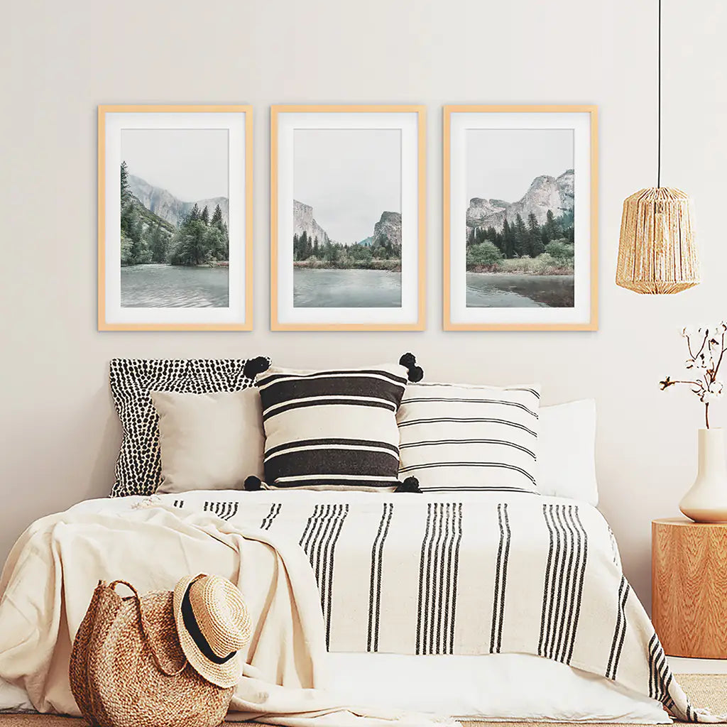 Yosemite Valley Wall Art Triptych. National Park Prints