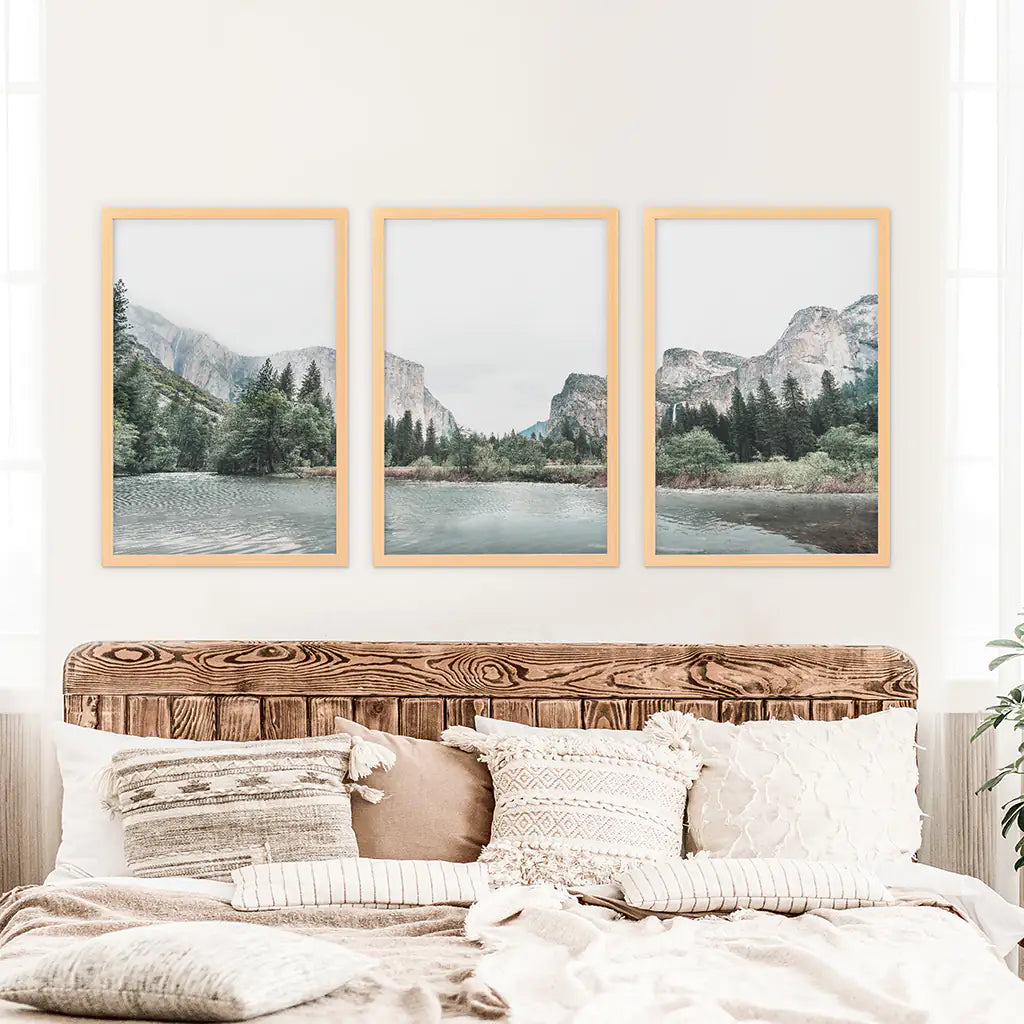 Yosemite Valley Wall Art Triptych. National Park Prints