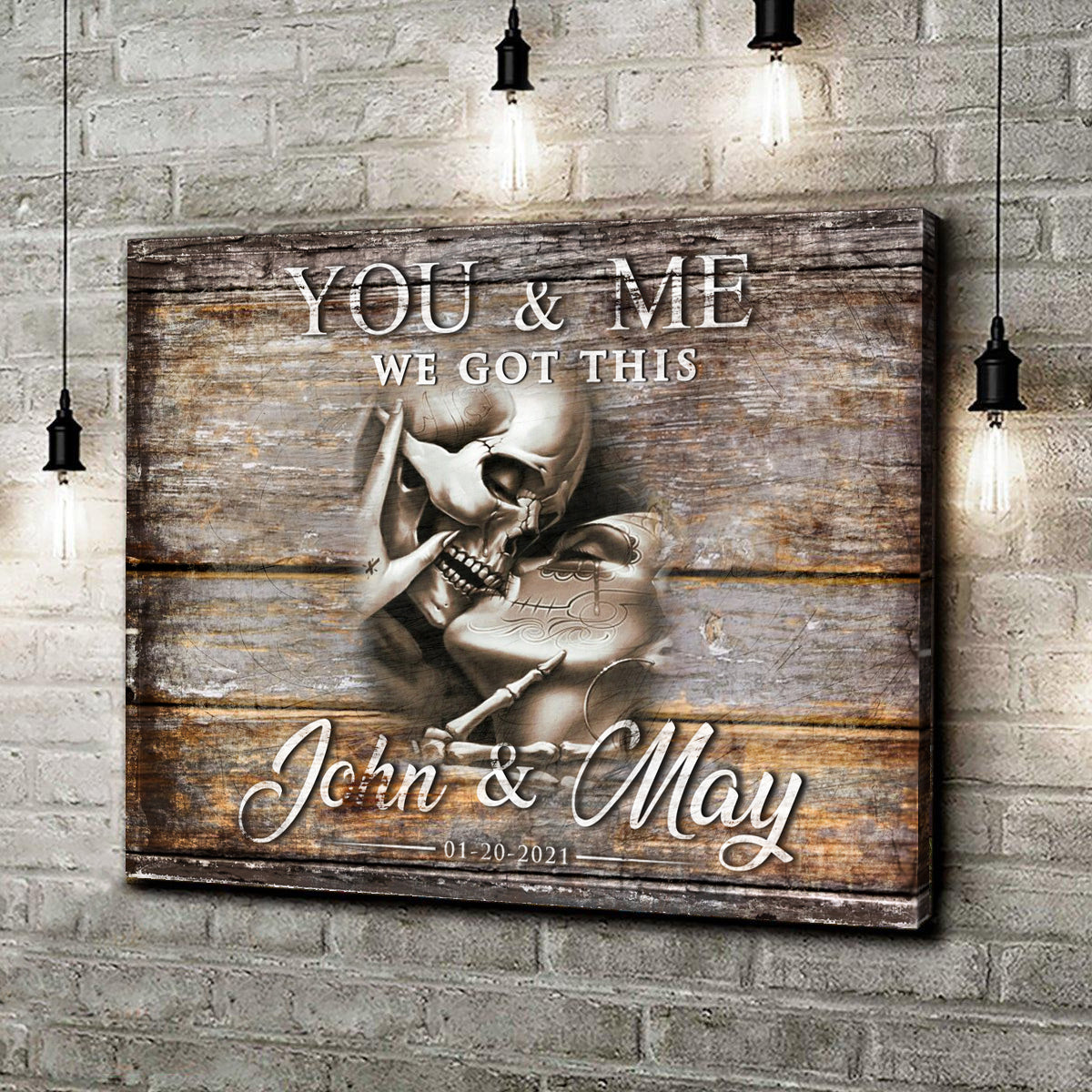 We Got This Skeleton Couple personalized canvas sign with gothic style
