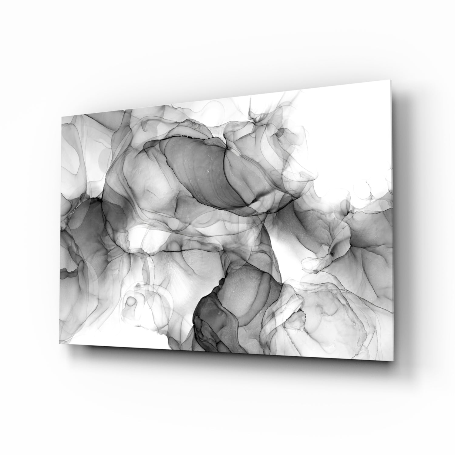Ethereal Ink Swirls glass wall art tempered glass print